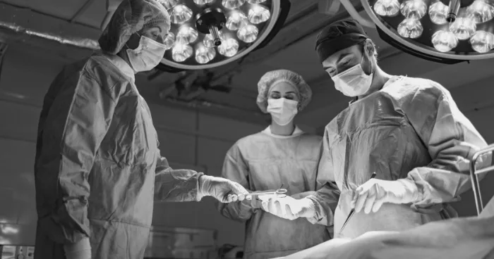 A surgical team in the operating room